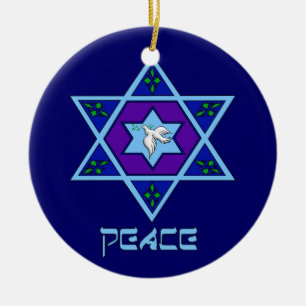 Hanukkah Peace Art Ceramic Tree Decoration
