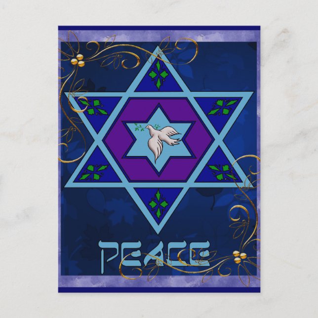 Hanukkah Peace Art Holiday Postcard (Front)