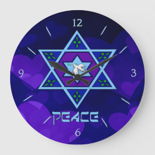 Hanukkah Peace Art Large Clock