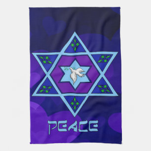 Hanukkah Peace Art Tea Towel