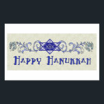 Hanukkah Peace Star Rectangular Sticker<br><div class="desc">Scrollwork holds a Star of David with a Peace sign in the centre and a wish for a Happy Hanukkah.</div>
