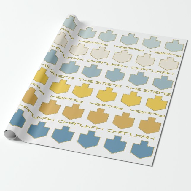 Hanukkah Personalise Giftwrap "Dreidel Palette" Wrapping Paper (Unrolled)