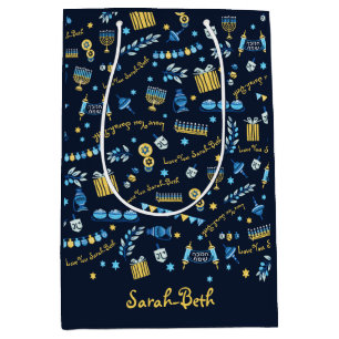 Hanukkah Personalised Menorah Dreidel  Gift Bag