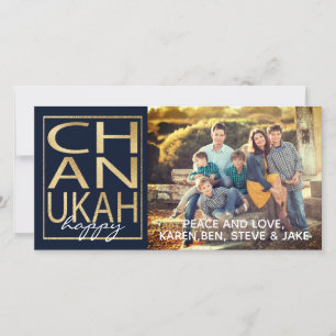 Hanukkah Photo Card/envelope Chanukah Happy Gold Holiday Card
