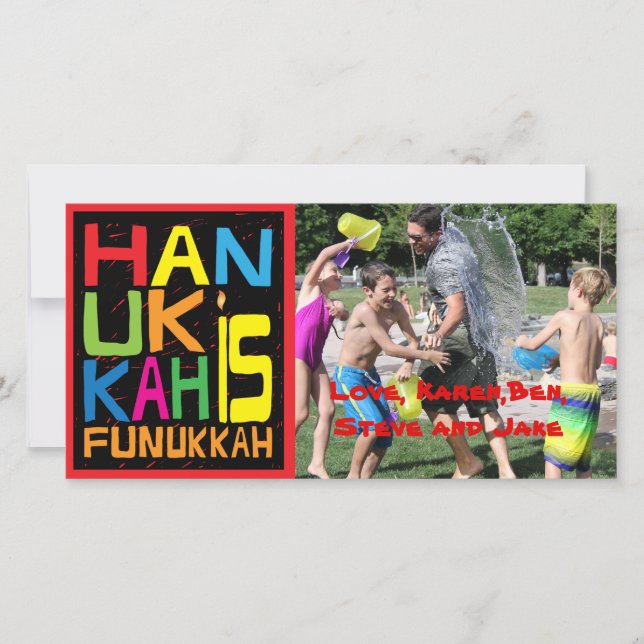 Hanukkah Photo Card/envelope "Hanukkah is Funukkah Holiday Card (Front)