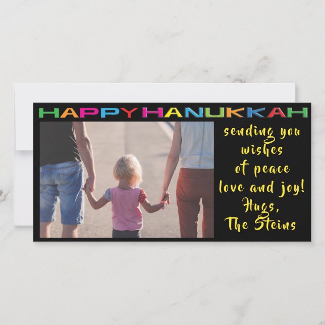 Hanukkah Photo Card "Happy Hanukkah" (Front)