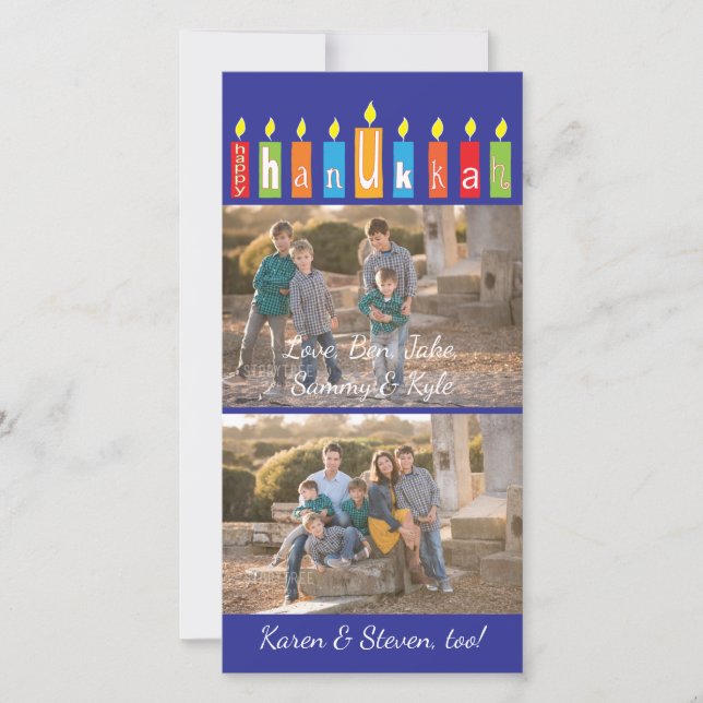 Hanukkah Photo Card with white envelope "Candles" (Front)