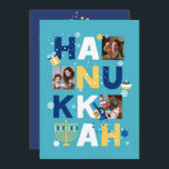 HANUKKAH Photo Greeting Card<br><div class="desc">Our Hanukkah Custom Photo Greeting card is a beautiful, fun way to wish family and friends a Happy Hanukkah in style. This festive, fun, modern design includes a Menorah, Dreidel, Jelly Doughnut & Wrapped Gift along with Snowflakes & Jewish Stars. Personalise this custom card with 3 of your own photos...</div>