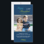 Hanukkah Pin Stripe Photo Card<br><div class="desc">Subtle pinstripes against cobalt blue make a striking background for this Chanukah photocard. The message in a bright blue and lime green accented by unique calligraphic ornaments are sure to make this card stand out. Customise with your own photo and message. Available in alternate colours with matching products.</div>
