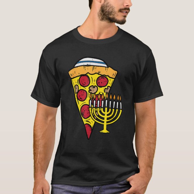 Hanukkah Pizza Funny Food Chanukah Jewish Men Wome T-Shirt (Front)