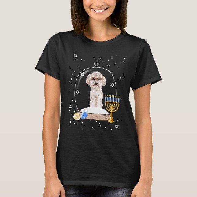Hanukkah Poodle Dog Snow Globe Pajama T-Shirt (Front)
