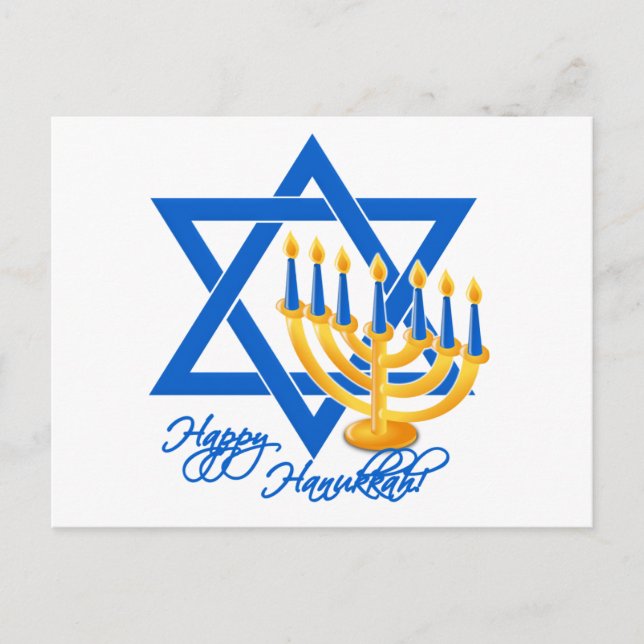 Hanukkah postcard, customise holiday postcard (Front)