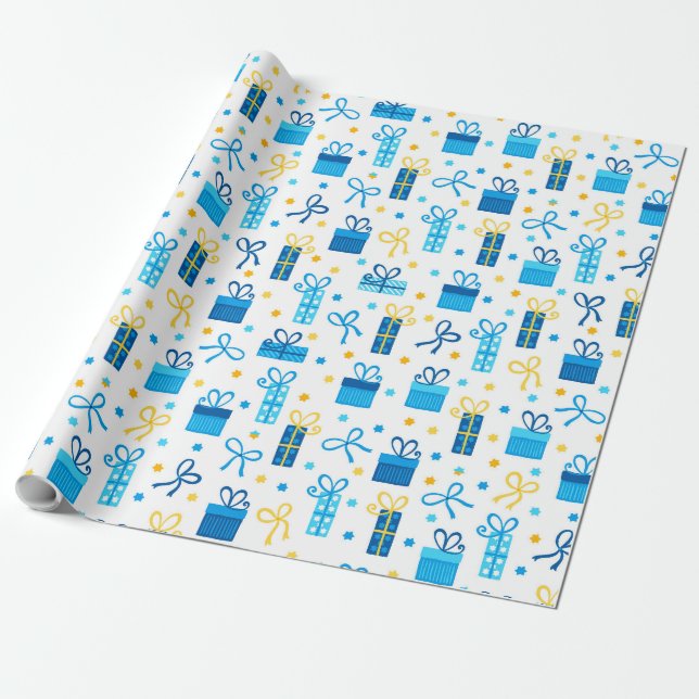 Hanukkah Presents Wrapping Paper (Unrolled)