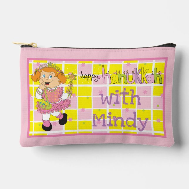 Hanukkah Pretty in Pink Tootsie Plays Dreidel Accessory Pouch (Front)