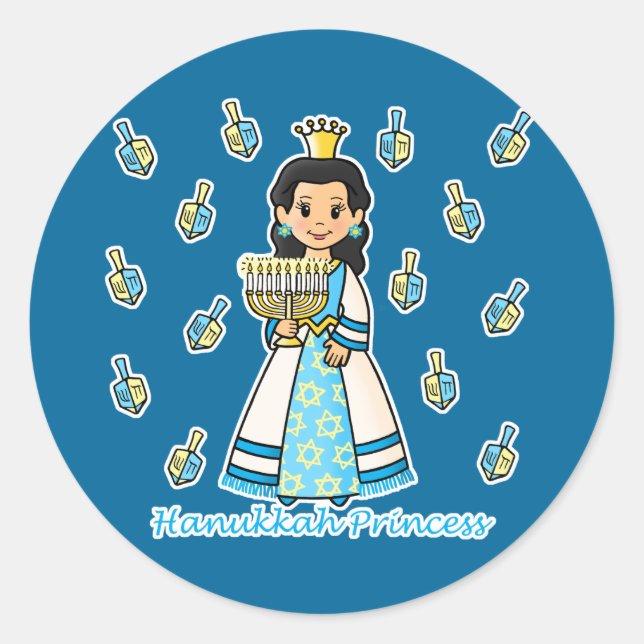 Hanukkah Princess Classic Round Sticker (Front)