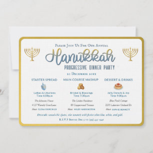 Hanukkah Progressive Dinner Party Invitation