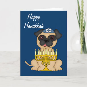 Hanukkah Pug Dog Holiday Card
