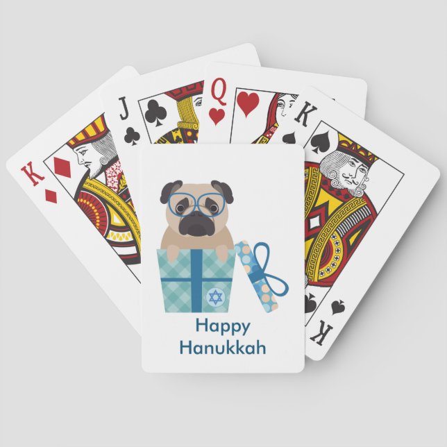 Hanukkah Pug Gift Playing Cards (Back)