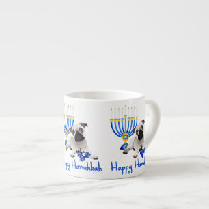 Hanukkah Pug with Menorah and Dreidels Espresso Cup