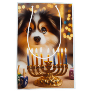 Hanukkah Puppy Medium Gift Bag