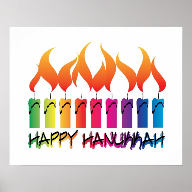Hanukkah Rainbow Menorah Poster (Front)