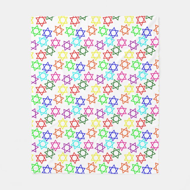 hanukkah rainbow star of david fleece blanket (Front)