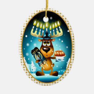 Hanukkah Reindeer Celebrates Chrismukkah Ceramic Tree Decoration
