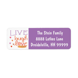 Hanukkah Return Labels Purple/Red "Love a Latke"