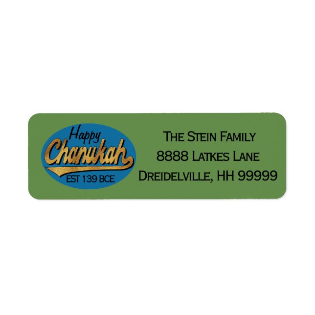 Hanukkah Return Labels "Retro Happy Chanukah" (Front)