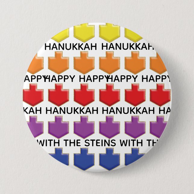 Hanukkah Round Button, Personalise 3D Dreidels 7.5 Cm Round Badge (Front)