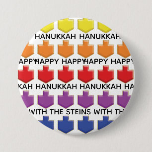 Hanukkah Round Button, Personalise 3D Dreidels 7.5 Cm Round Badge