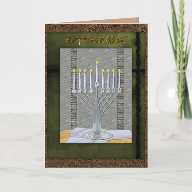 Hanukkah Rustic Art Deco MashUp (Personalised) Holiday Card (Front)