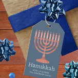 Hanukkah Rustic Menorah Fun Whimsical Modern Gift Tags<br><div class="desc">Personalised Hanukkah gift tags add a custom touch to your holiday celebrations and this rustic faux wood menorah design on rich deep blue marries the whimsical with modern in a delightfully fun way. Add your name in a light blue font to the bottom of these custom gift tags or swap...</div>