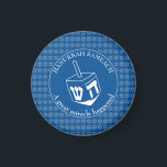 HANUKKAH SAMEACH | Dreidel | Chanukah Magnet<br><div class="desc">Stylish HANUKKAH SAMEACH fridge magnet with faux silver Star of David in a tiled pattern and a large white dreidel at the centre. The background colour is Tekhelet Blue. The text reads HANUKKAH SAMEACH at the top and A GREAT MIRACLE HAPPENED at the bottom. Both are CUSTOMIZABLE if you wish...</div>