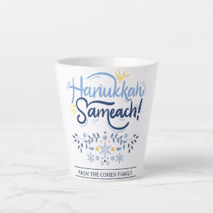 Hanukkah Sameach Simple Elegant Hanukkah family Latte Mug