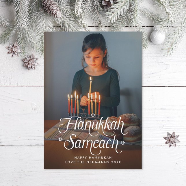 Hanukkah Sameach Star of David Photo Holiday Card (Creator Uploaded)