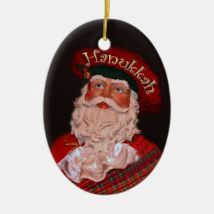 Hanukkah Santa Clause Oval Ornament
