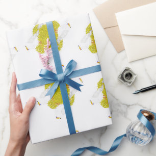 Hanukkah seagull with dreidel and gelt wrapping paper