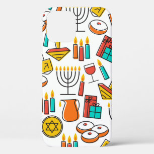 Hanukkah seamless pattern. Jewish Holiday Hanukkah iPhone 12 Case
