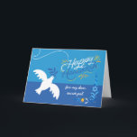 Hanukkah Secret Pal Dove Olive Branch Card<br><div class="desc">Happy Hanukkah for a dear secret pal,  paper greeting card with a digital illustration of a peace dove,  flowers,  Star of David,  and handwritten style lettering. Art,  image,  and verse copyright © Shoaff Ballanger Studios,  2022.</div>