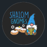 Hanukkah Shalom Gnomes Funny Chanukah Jewish Classic Round Sticker<br><div class="desc">Hanukkah Shalom Gnomes Funny Chanukah Jewish</div>