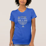 Hanukkah Shalom Peace on Earth T-Shirt<br><div class="desc">Hanukkah Shalom Peace on Earth T-Shirt in festive holiday blue with Hebrew Shalom and a silver menorah. Easy to customise with text, fonts, and colours. Created by Zazzle pro designer BK Thompson exclusively for Kate’s Creations; please contact us if you need assistance, have questions, or would like to enquire about...</div>