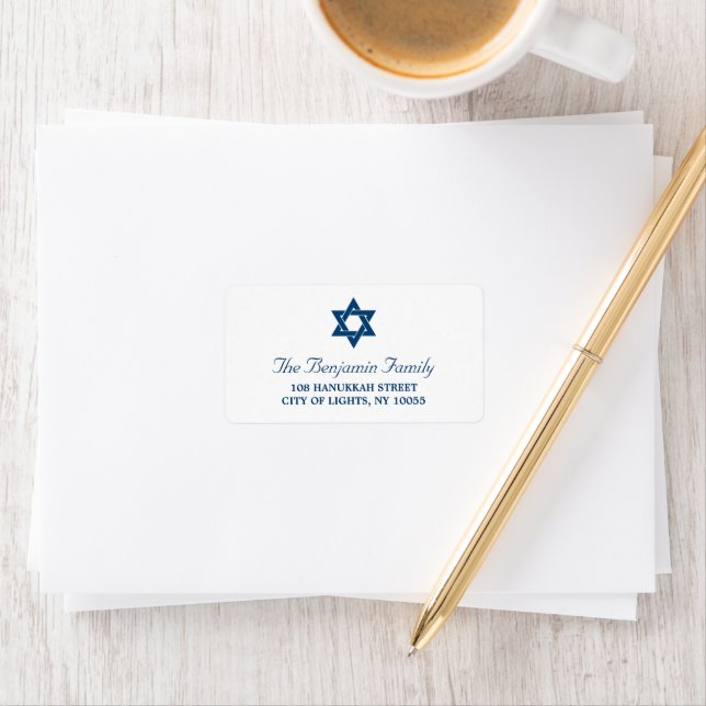Hanukkah Simple Blue Star Of David Holiday Address Label (Insitu)