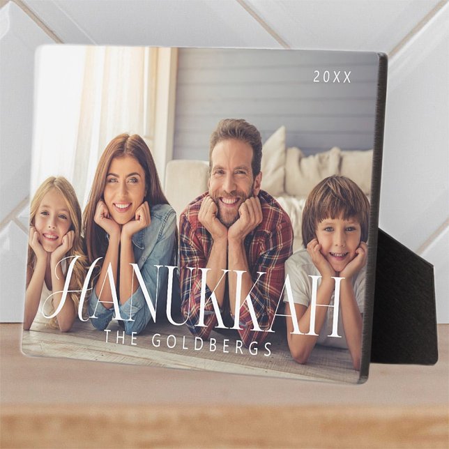 Hanukkah Simple Modern Chic Family Photo Plaque (Creator Uploaded)
