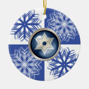 Hanukkah Snowflake Star of David Holiday Ornament