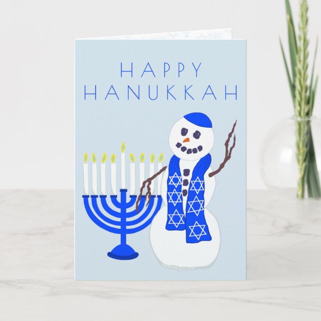 Hanukkah Snowman Custom All Over Print Inside Holiday Card (Front)
