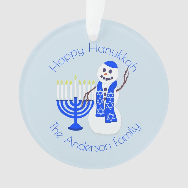 Hanukkah Snowman Menorah Chrismukkah Keepsake Ornament (Front)