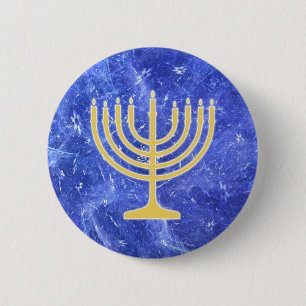 Hanukkah Snowstorm Menorah 6 Cm Round Badge