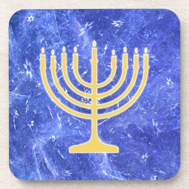 Hanukkah Snowstorm Menorah Coaster (Front)
