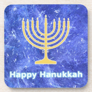 Hanukkah Snowstorm Menorah Coaster